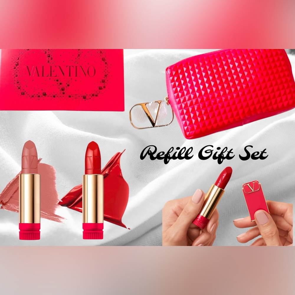 Valentino Rosso Couture Pouch Lipstick Set - 2 Lipstick refills + 1 Case